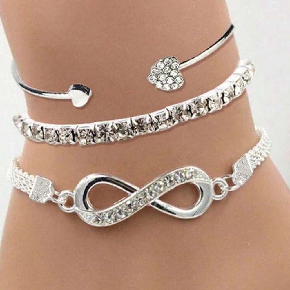 3 Pieces : Heart Shape & Infinite Luck Element Bracelet